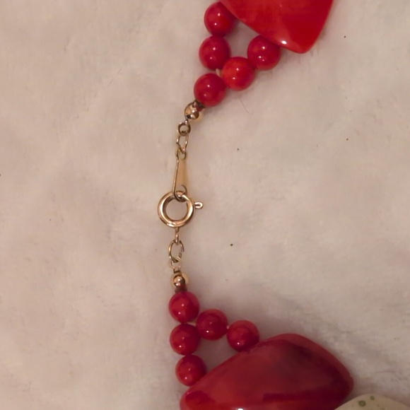Vintage 1980s Chunky Red Speckled Necklace - Picture 2 of 6